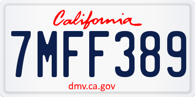CA license plate 7MFF389