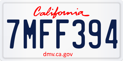 CA license plate 7MFF394
