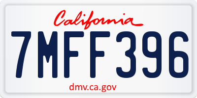 CA license plate 7MFF396