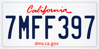 CA license plate 7MFF397