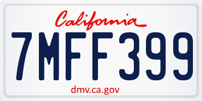 CA license plate 7MFF399