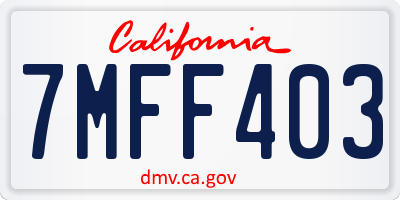 CA license plate 7MFF403
