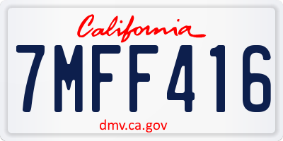 CA license plate 7MFF416
