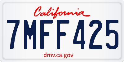 CA license plate 7MFF425