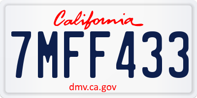 CA license plate 7MFF433