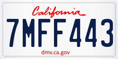 CA license plate 7MFF443