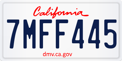 CA license plate 7MFF445