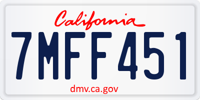 CA license plate 7MFF451