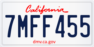CA license plate 7MFF455
