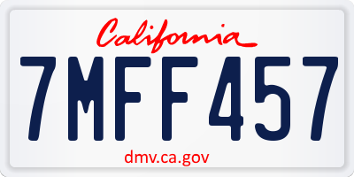 CA license plate 7MFF457