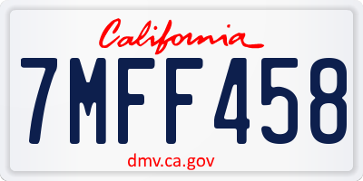 CA license plate 7MFF458