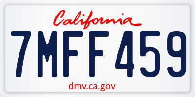 CA license plate 7MFF459
