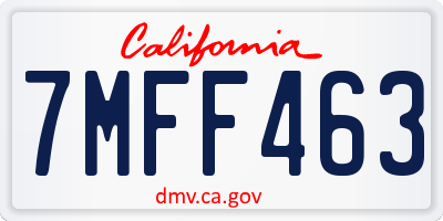 CA license plate 7MFF463