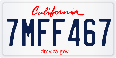 CA license plate 7MFF467