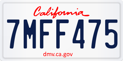 CA license plate 7MFF475