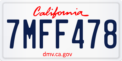 CA license plate 7MFF478