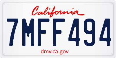 CA license plate 7MFF494