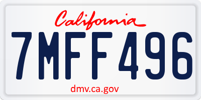 CA license plate 7MFF496