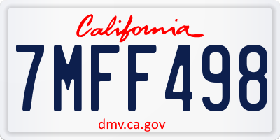CA license plate 7MFF498