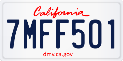 CA license plate 7MFF501
