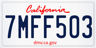 CA license plate 7MFF503