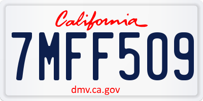 CA license plate 7MFF509