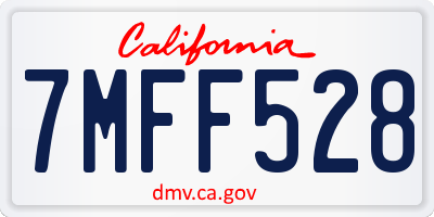 CA license plate 7MFF528
