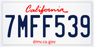 CA license plate 7MFF539