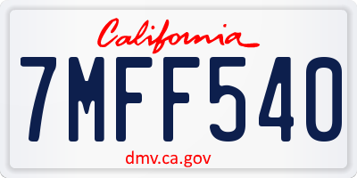 CA license plate 7MFF540
