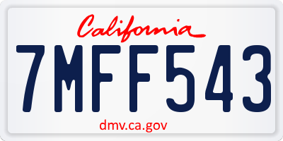 CA license plate 7MFF543