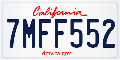 CA license plate 7MFF552