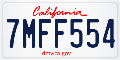 CA license plate 7MFF554