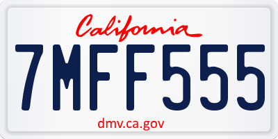 CA license plate 7MFF555