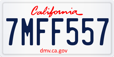 CA license plate 7MFF557