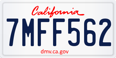 CA license plate 7MFF562