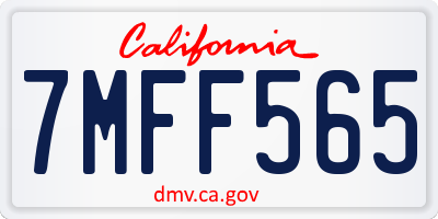CA license plate 7MFF565