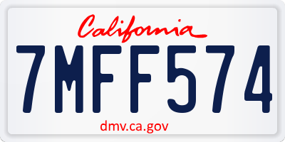 CA license plate 7MFF574