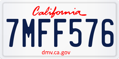 CA license plate 7MFF576