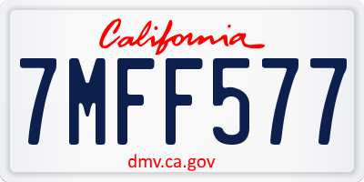 CA license plate 7MFF577