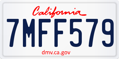 CA license plate 7MFF579