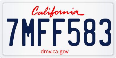 CA license plate 7MFF583