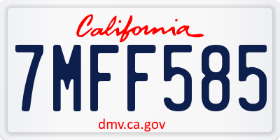 CA license plate 7MFF585