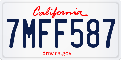 CA license plate 7MFF587