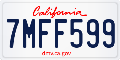 CA license plate 7MFF599