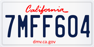 CA license plate 7MFF604