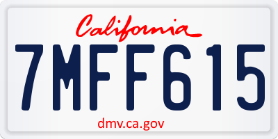 CA license plate 7MFF615