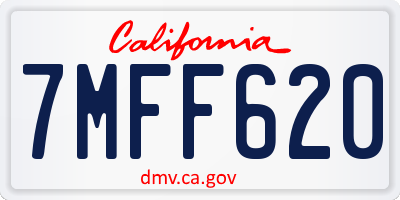 CA license plate 7MFF620