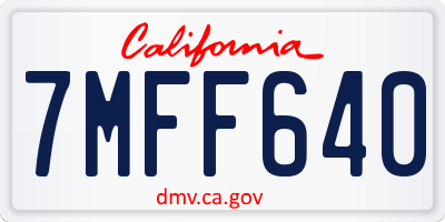 CA license plate 7MFF640