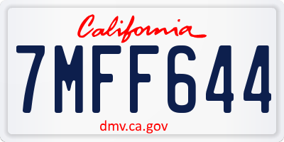 CA license plate 7MFF644