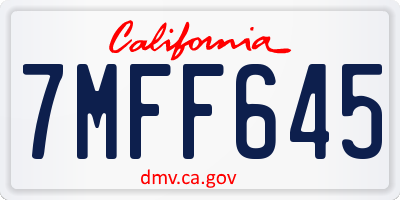 CA license plate 7MFF645